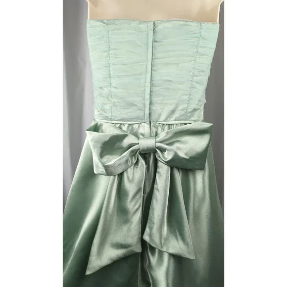 Vintage 50s Tulle Prom Dress Seafoam Green Satin Silk Halter Ruched Mint XXS XS - Picture 8 of 13